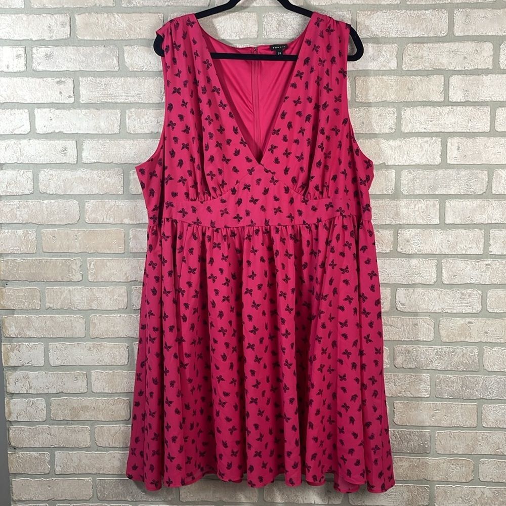 Pink Butterfly Print Dress